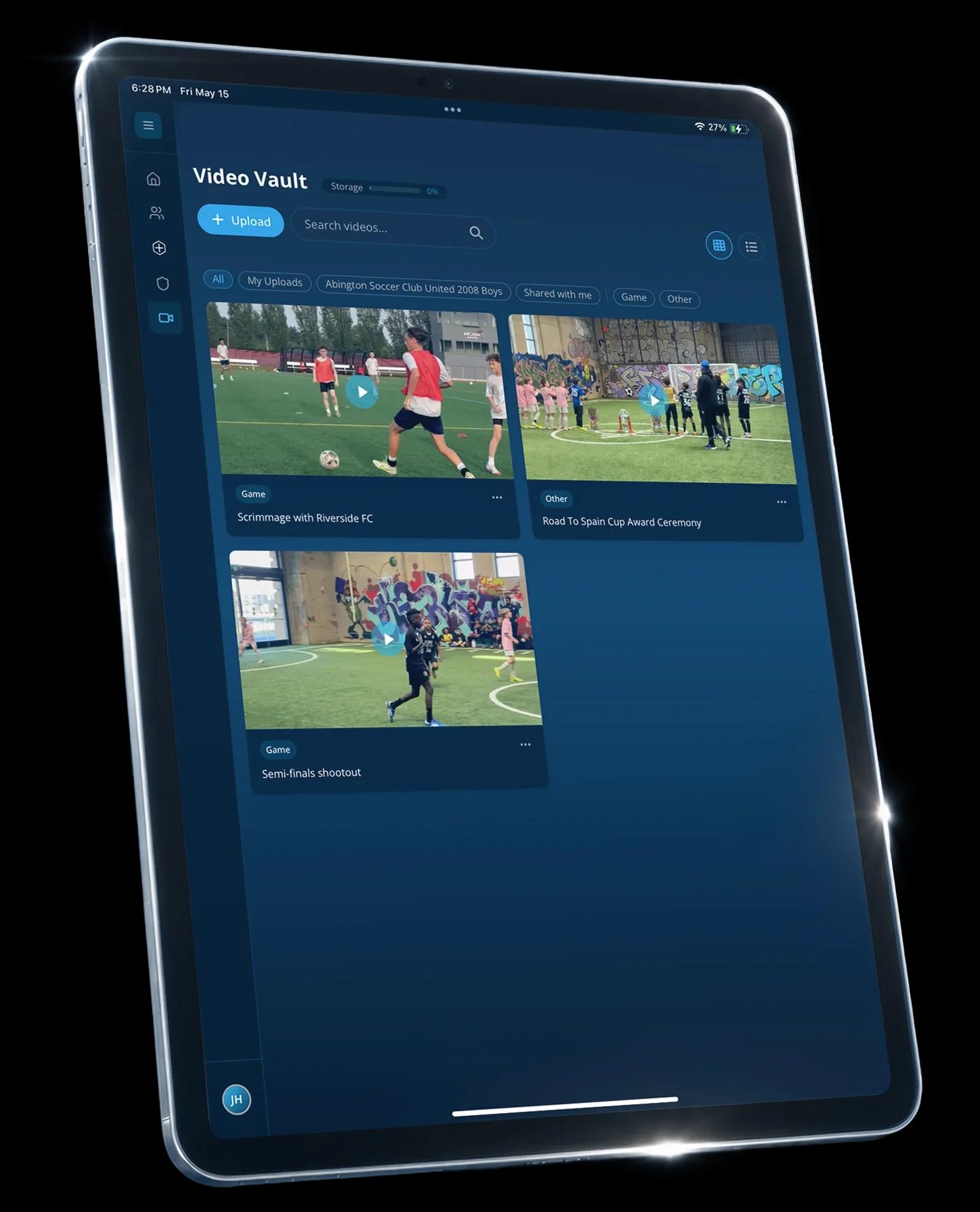 Pleyr Video Vault shown on an iPad